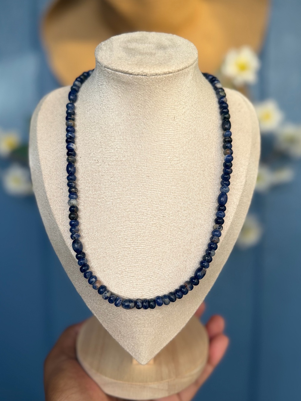 VTG Jay King Sodalite Beaded Necklace on 925 Sterling Silver Hooks